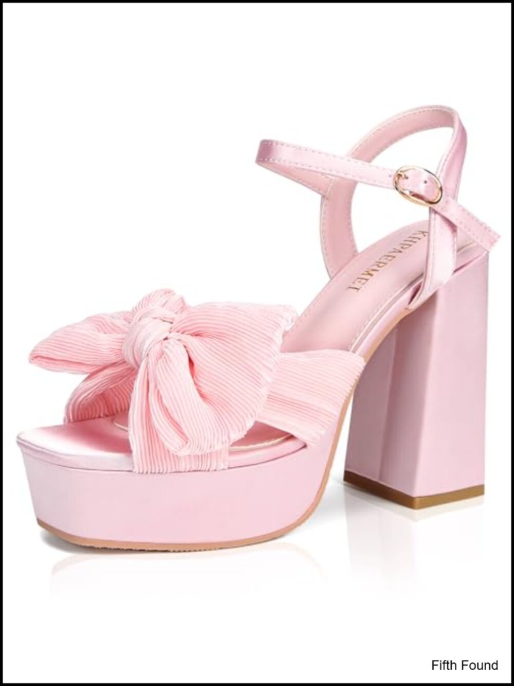 Chunky Platform Heels for Women Bow Knot Sandals Open Toe Ankle Strap